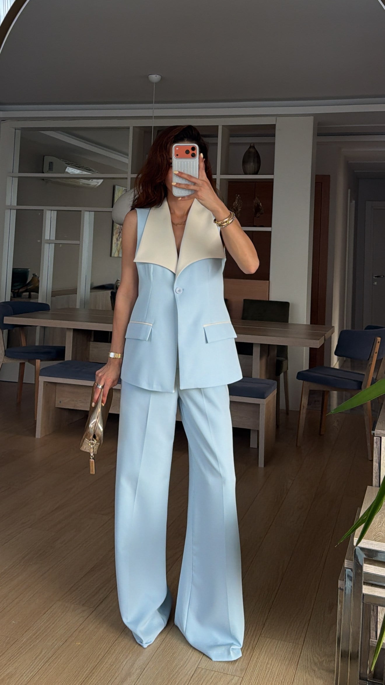 Bebe Mavi Garnili Geniş Yaka  Takım 