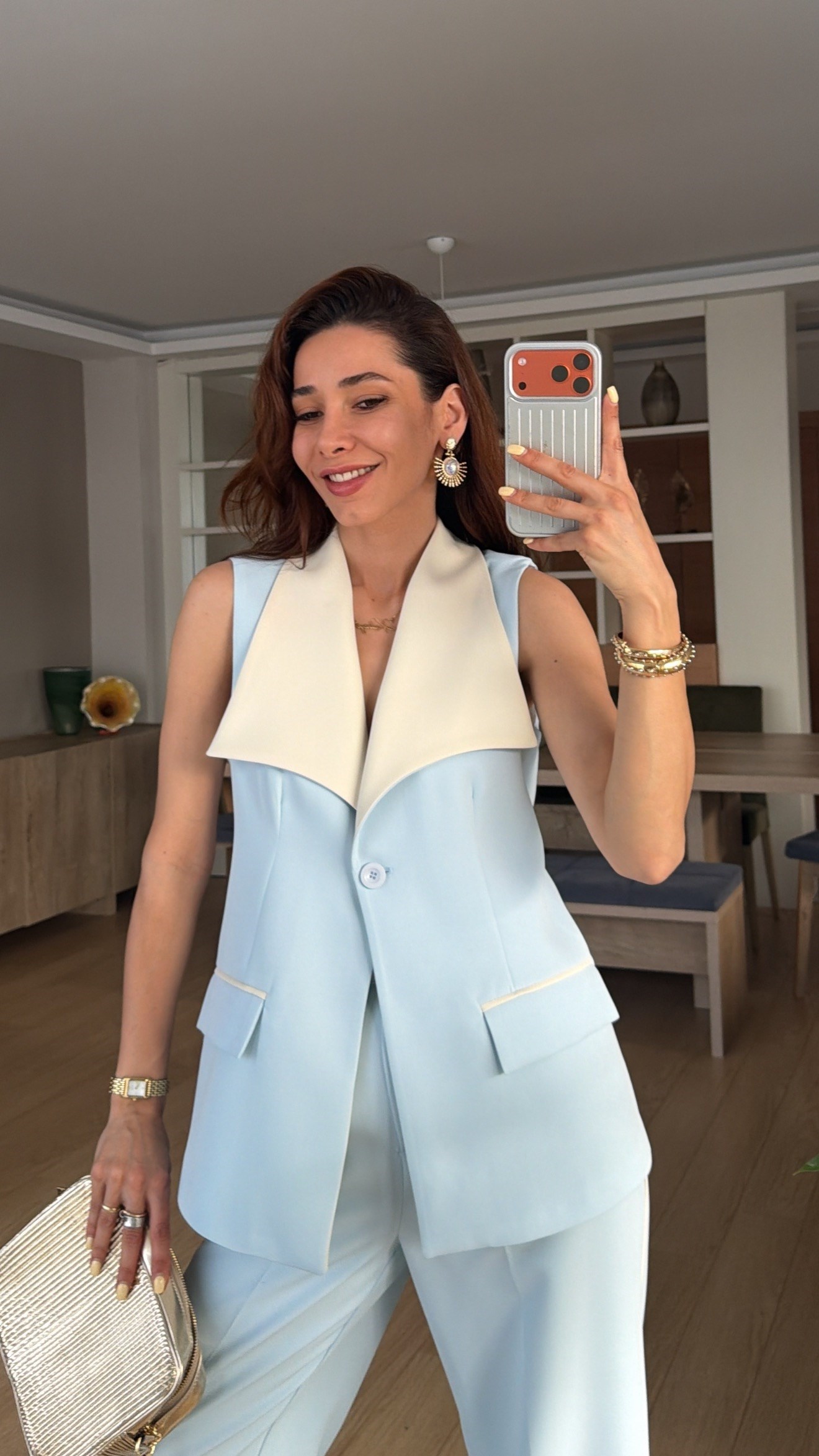 Bebe Mavi Garnili Geniş Yaka  Takım1 