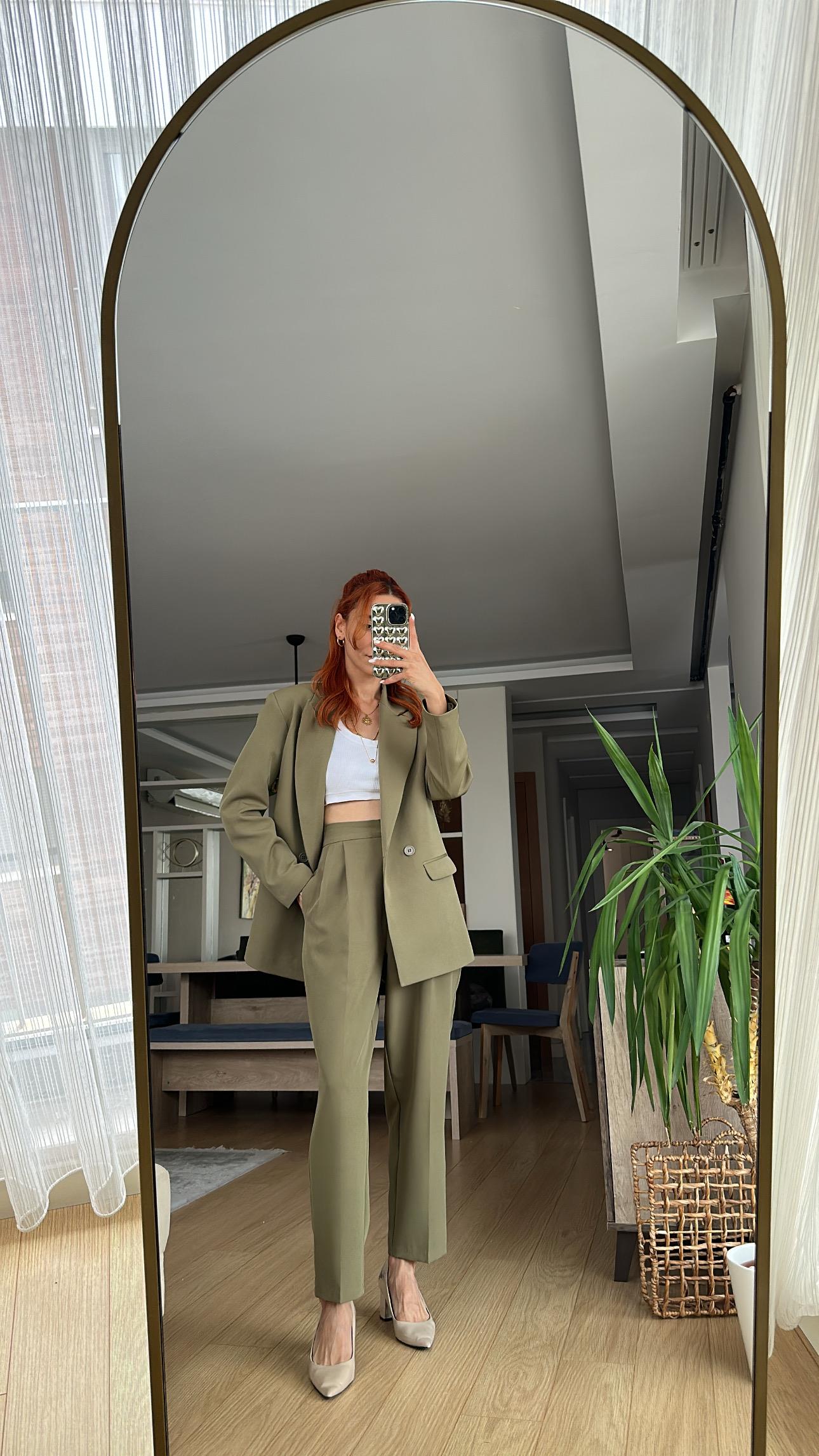 HAKİ  BORU PAÇA ASTARLI CEKET TAKIM ELBİSE