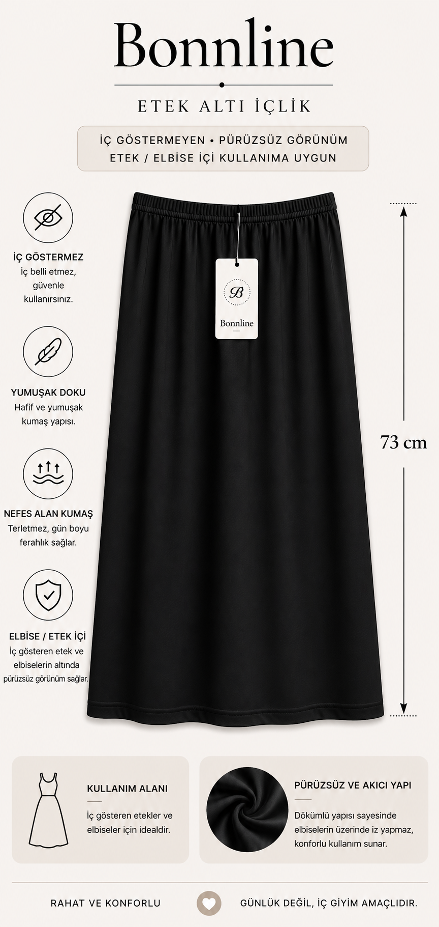 İçlik Etek Siyah 