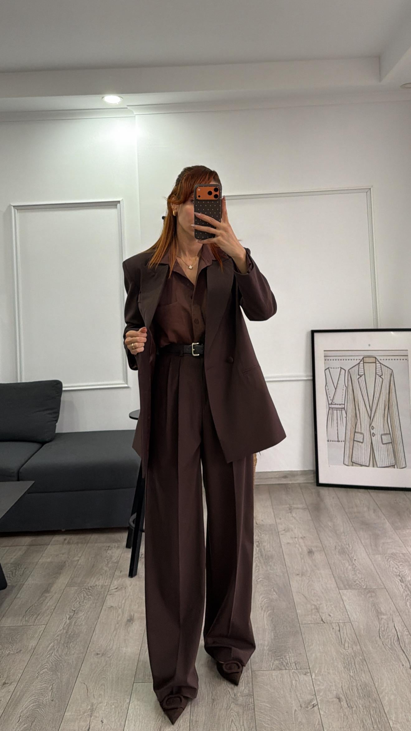 Kahve Premium Kalite Ceket Takım Elbise 