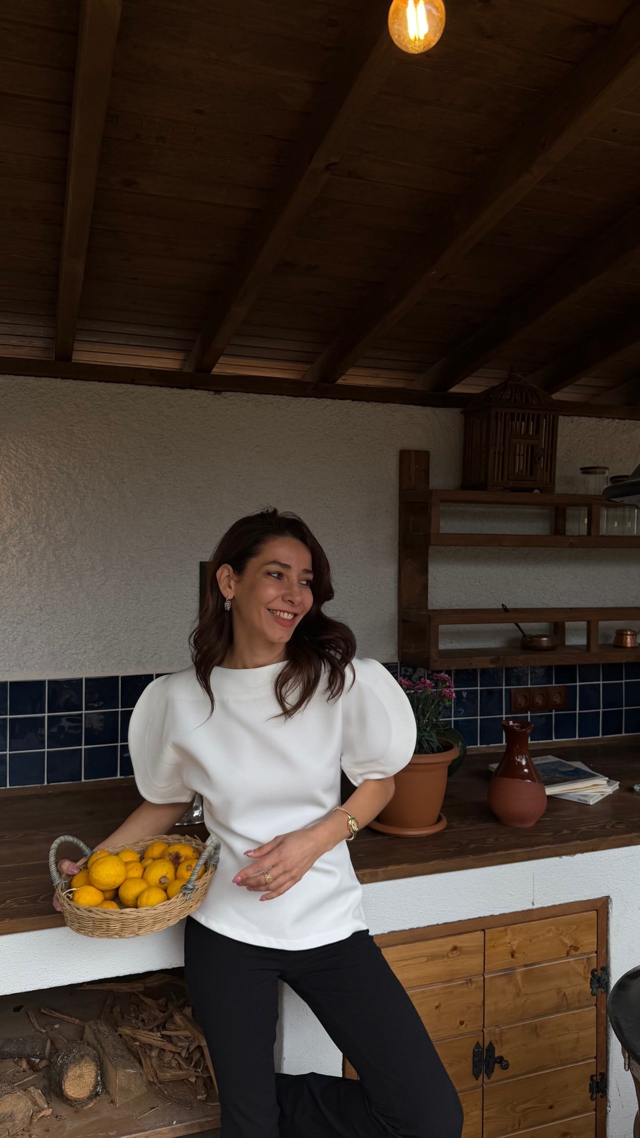 Karpuz Kol Beyaz Bluz 