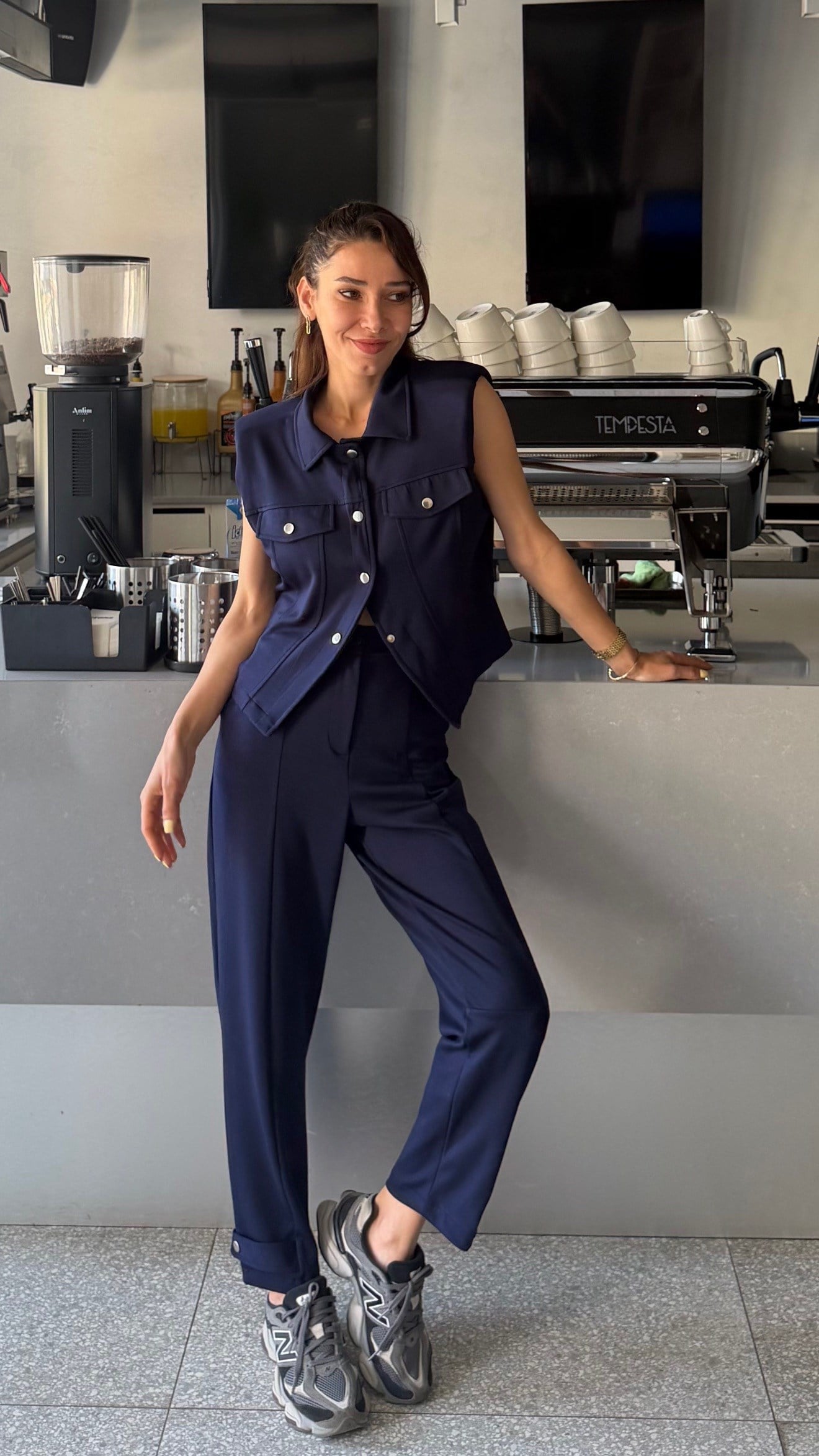 LACİVERT MODAL KUMAŞ PAÇA ÇITÇITLI TAKIM 