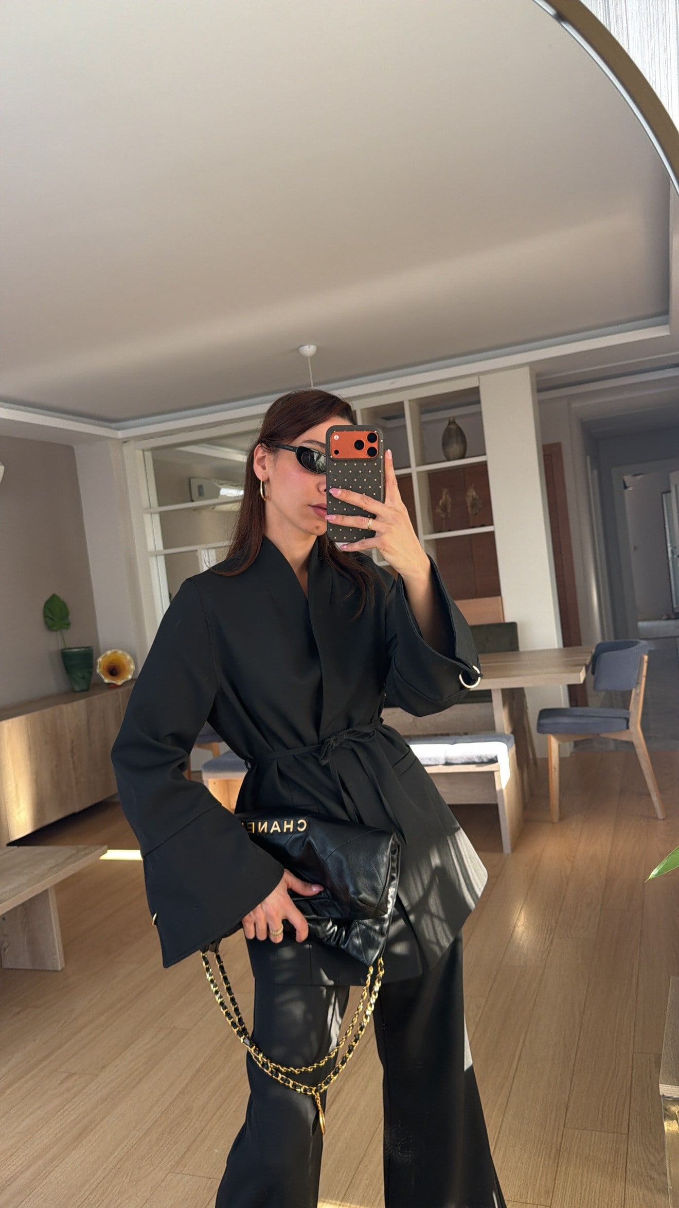 Siyah Kimono Kesim Dik  Yaka  Takım