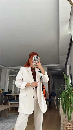 BEJ TENSEL KUMAŞ ASTARLI CEKET TAKIM2
