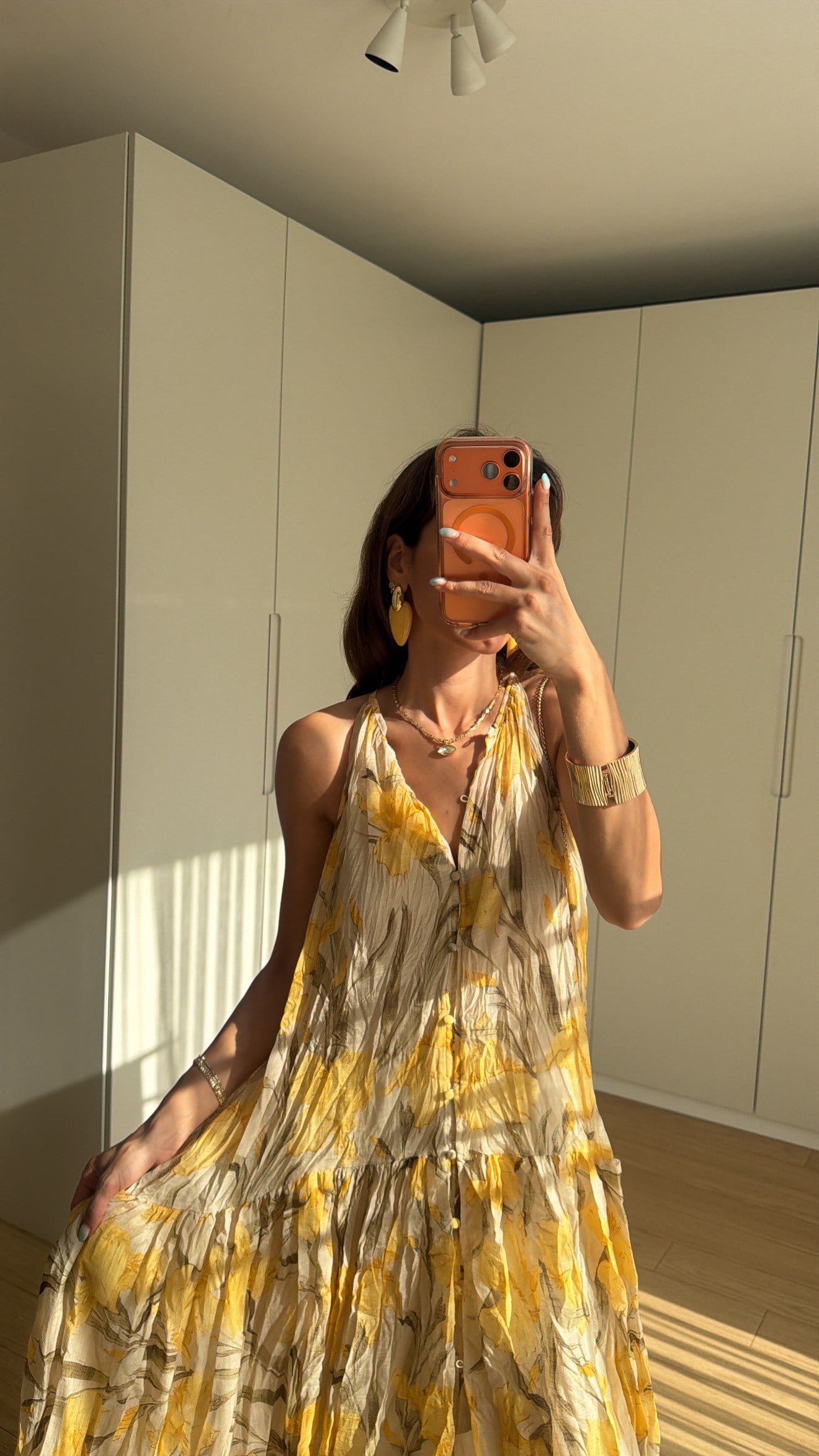     Sarı Soleil Crinkle Elbise