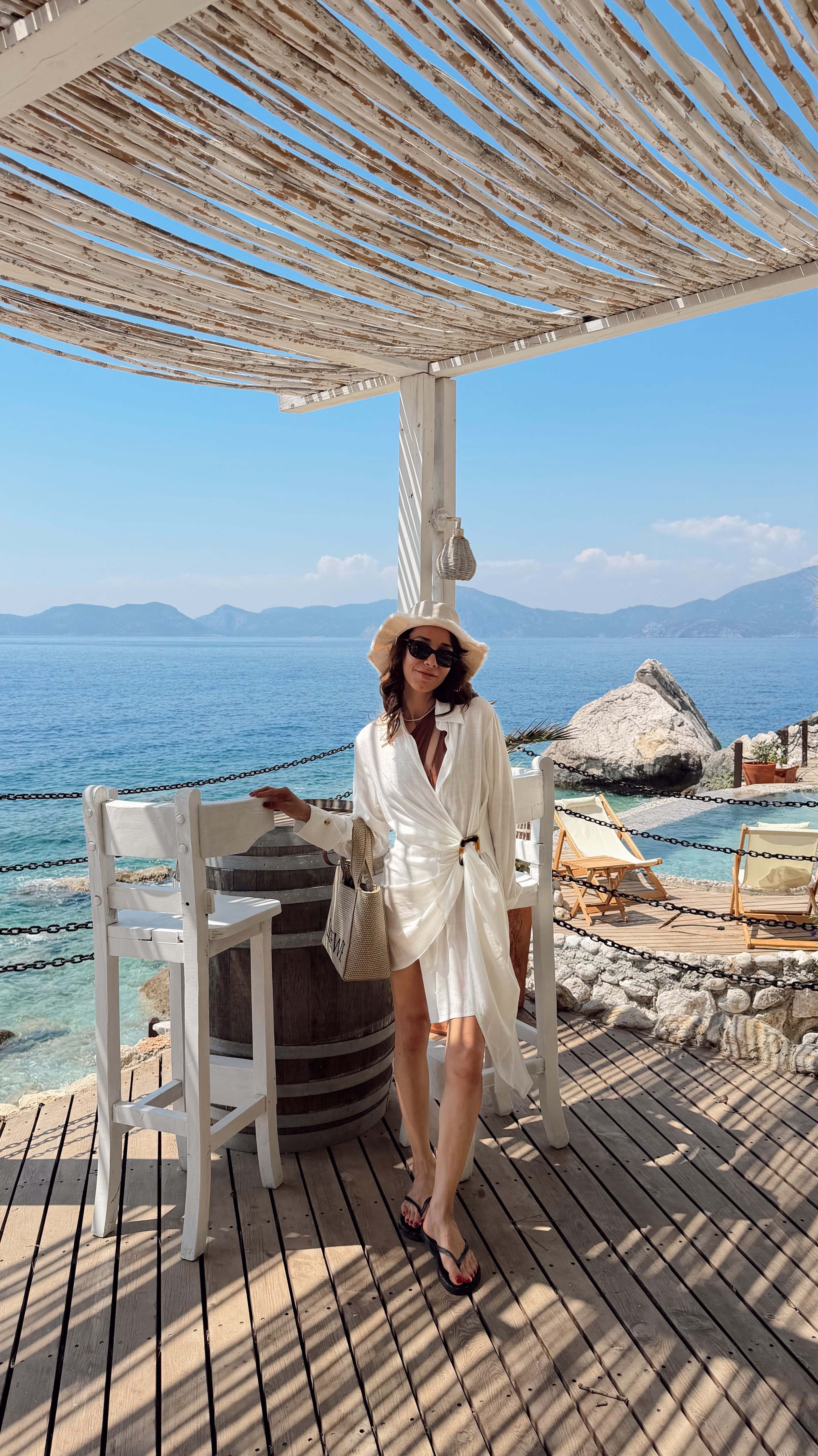Beach Wear Elbise Kemerli Keten 