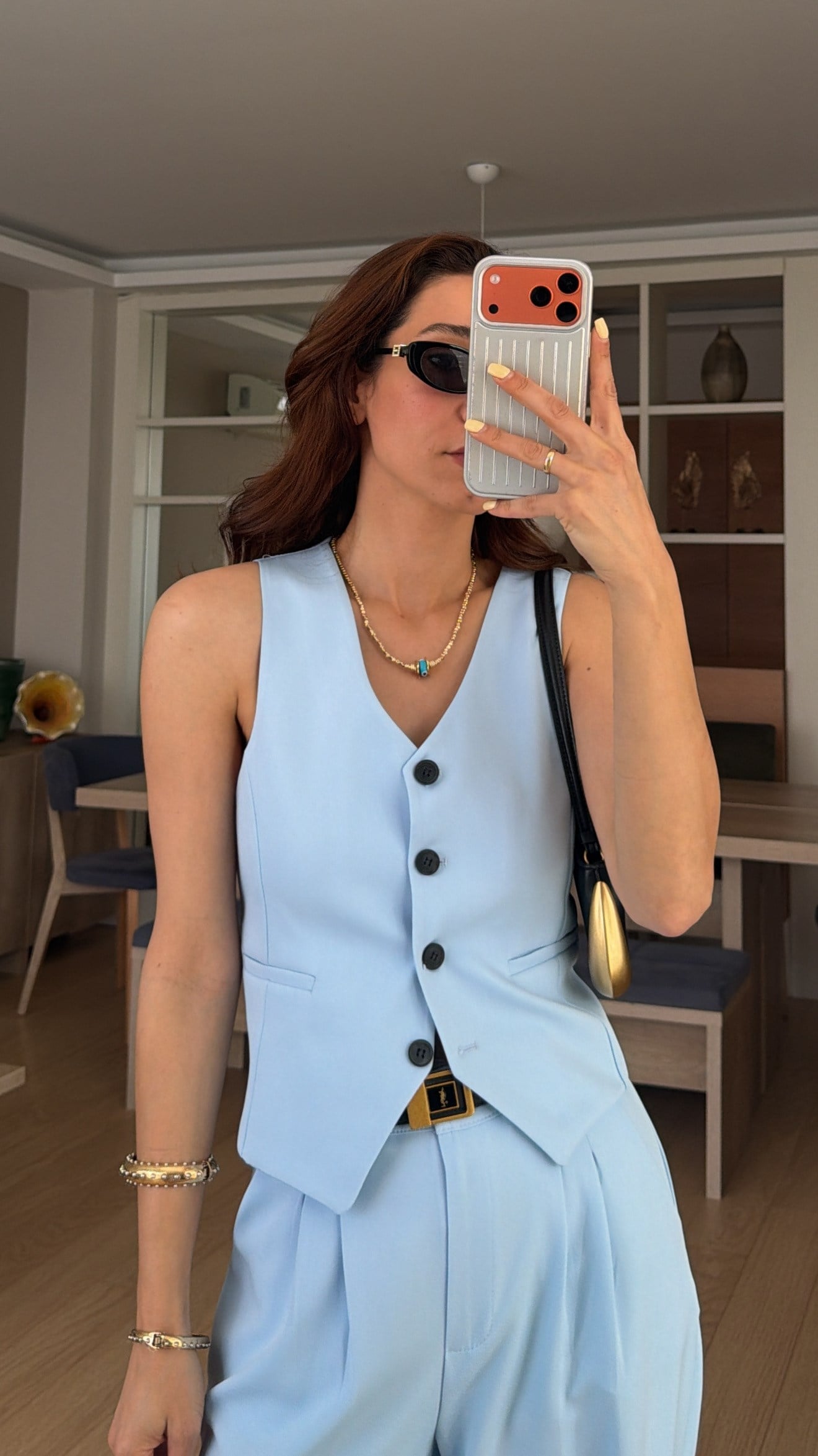 Bebe Mavi Yelek Palazzo Pantolon Takım