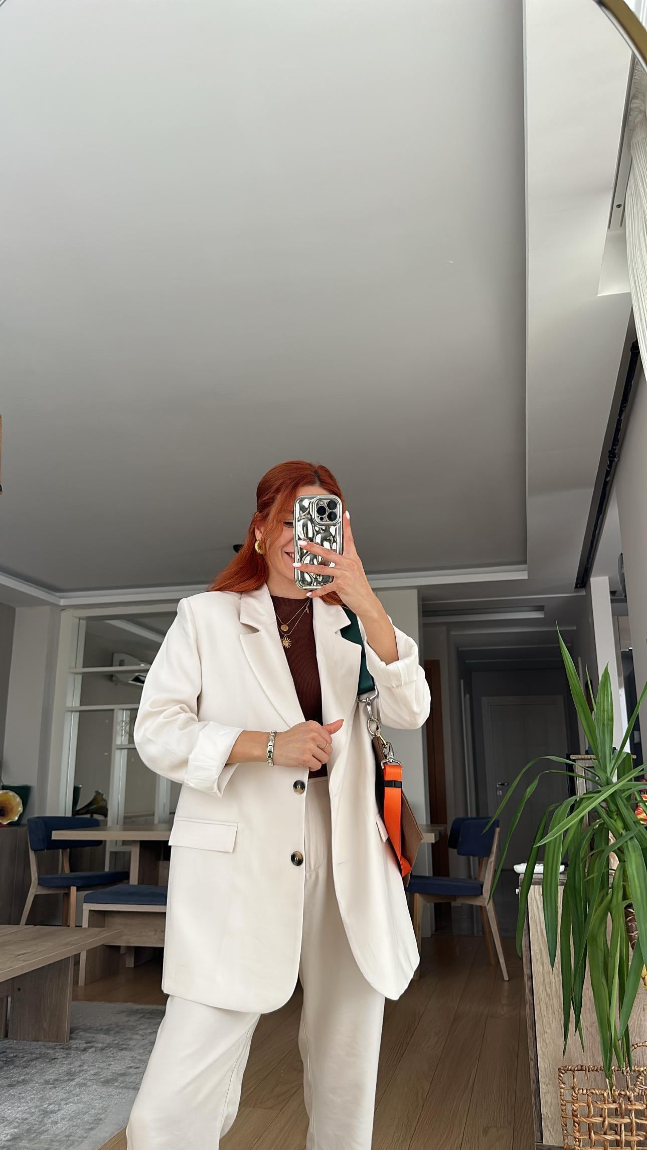 BEJ TENSEL KUMAŞ ASTARLI CEKET TAKIM ELBİSE