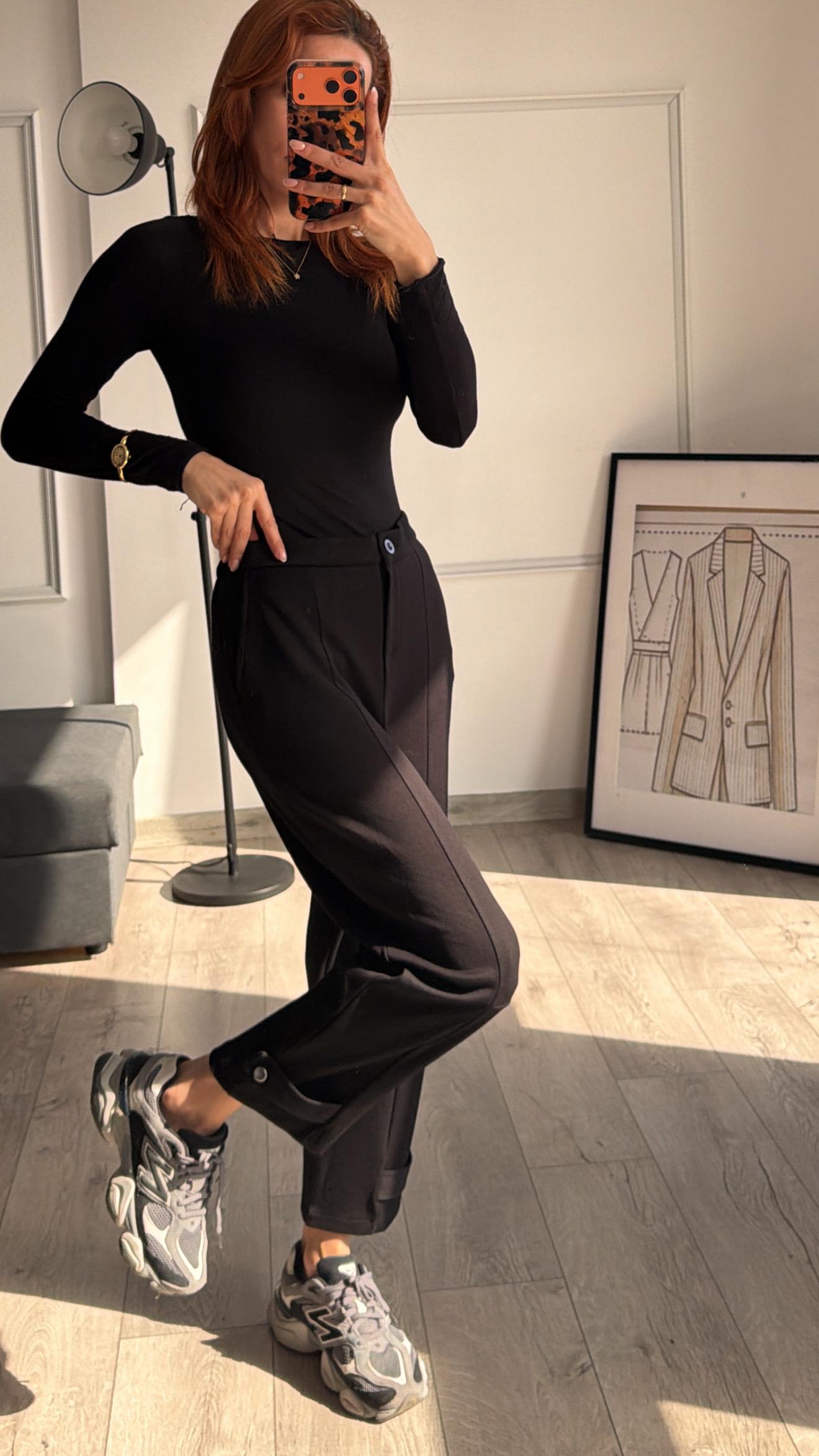 Beymn Siyah Bilek Çıtçıtlı Modal Pantolon 