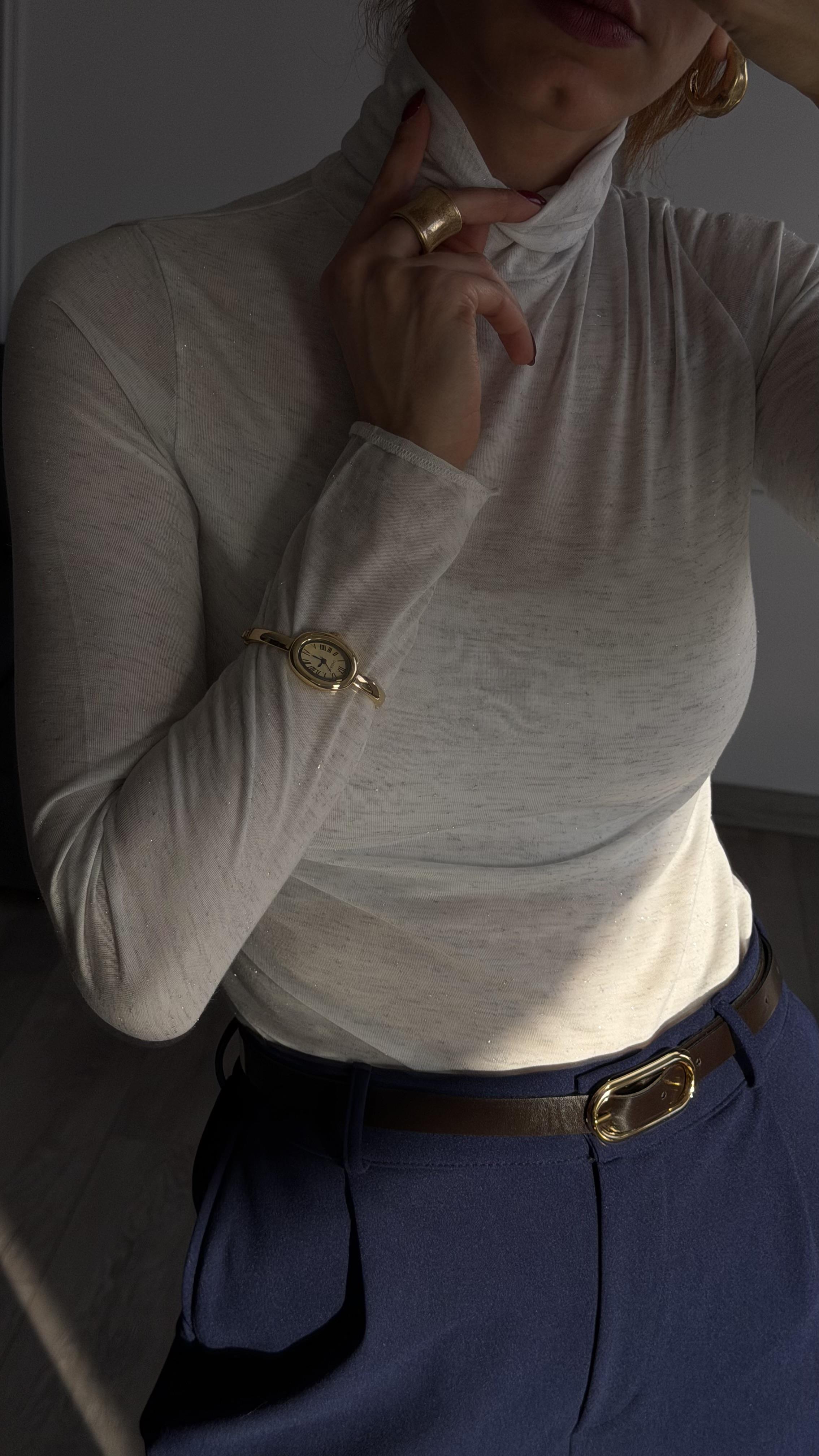 Boğazlı Simli Transparan Bluz 