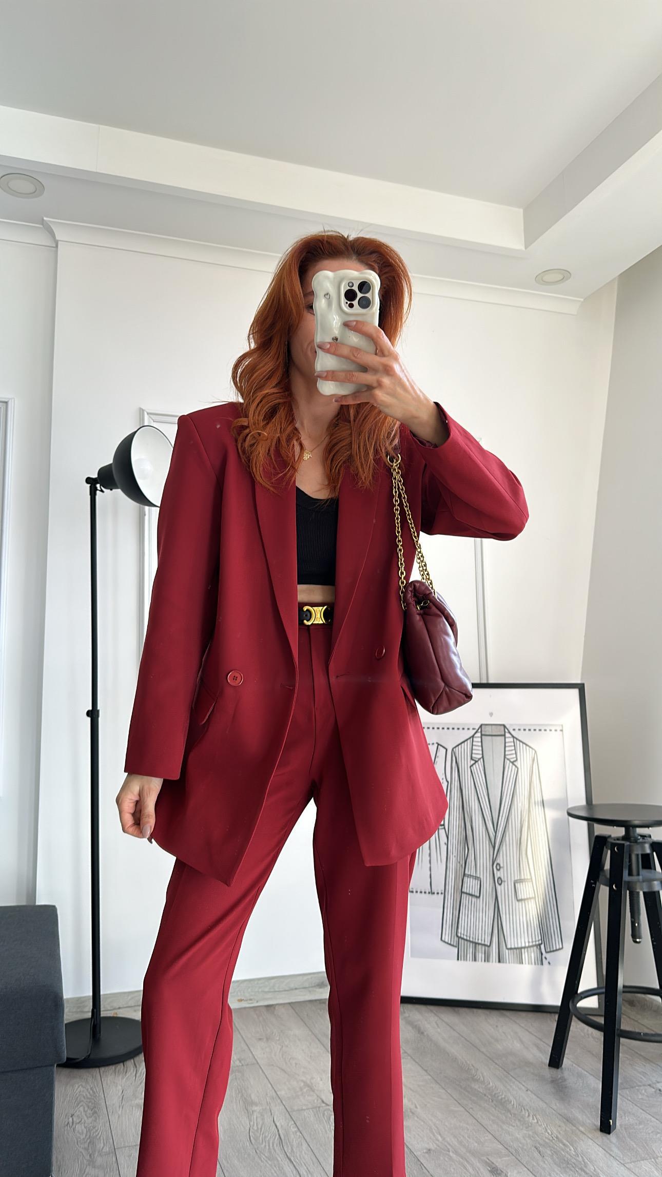BORDO BORU PAÇA ASTARLI CEKET TAKIM ELBİSE