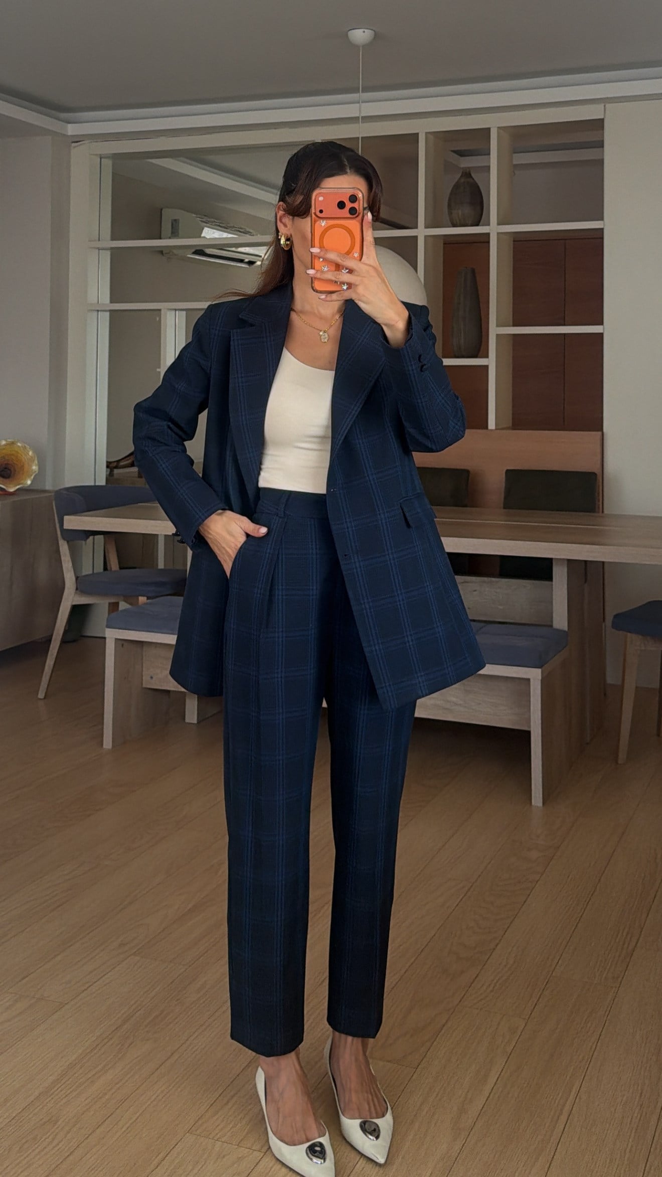 Lacivert Ekose Premium  Pantolon Ceket Takım 