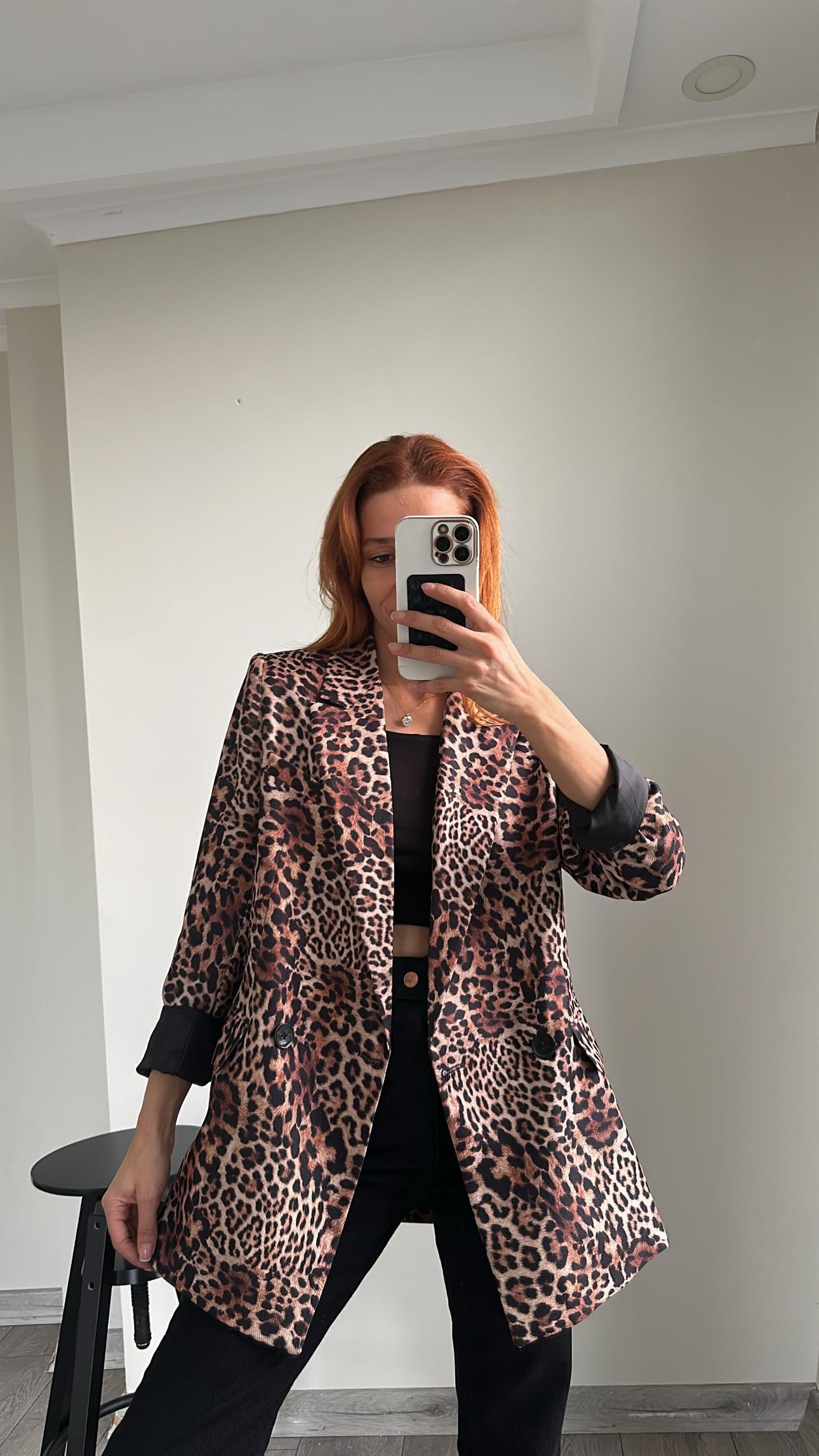 Leopar Desenli  Blazer Ceket 2