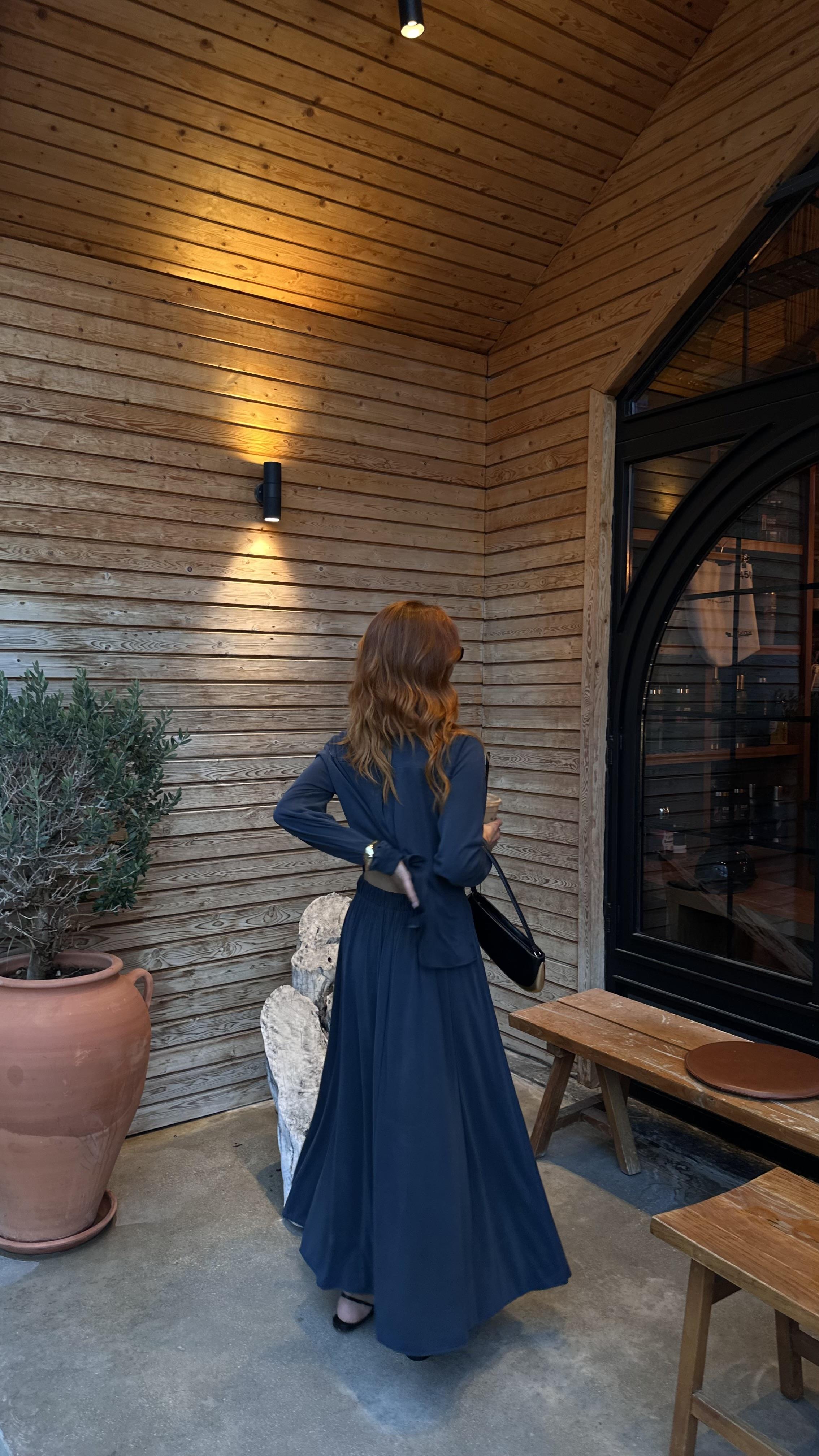 Modal Kumaş antrasit Belden Lastiki Etek Bluz Takım 