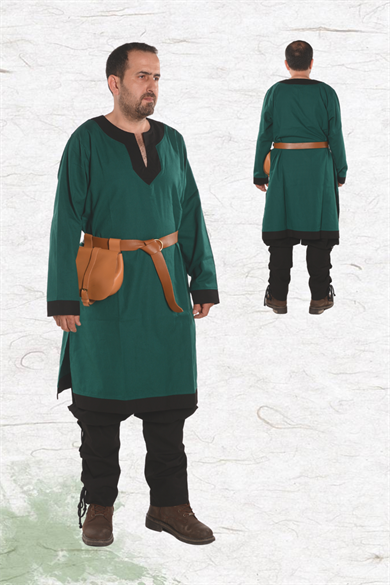 ARTHUR Forest Green/Black Tunic : Medieval Viking Renaissance Reenactment Mens Tunic
