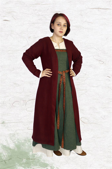 Birka Burgundy : Medieval Viking Women Wool Coat