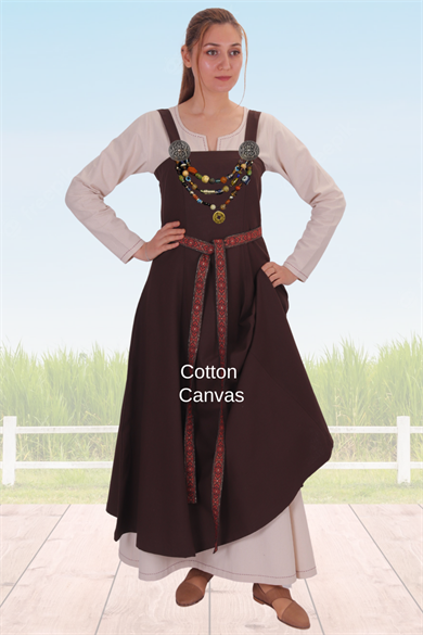 CANNA Cotton Brown - Medieval Viking Cotton Apron Dress