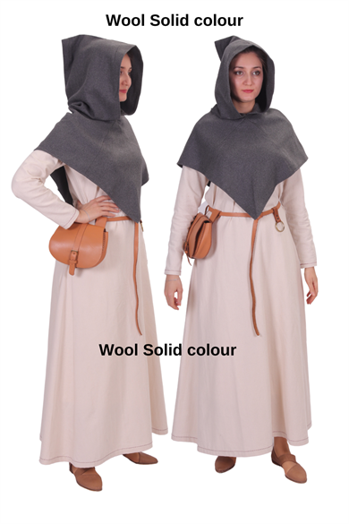 DIARA Grey Wool - Medieval Viking Unisex Hood 