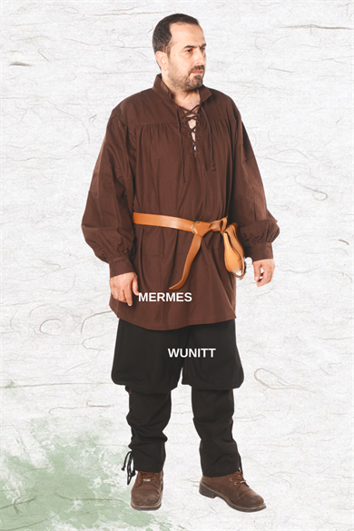 HERMES Brown Cotton Shirt : Medieval Viking Larp and Renaissance Shirt