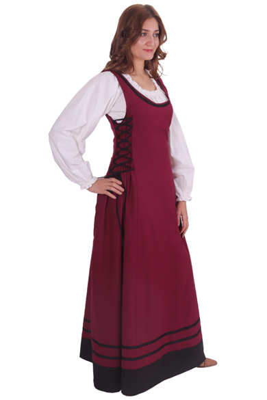 MISHA Cotton Burgundy - XV. century inspired, sleeveless Medieval Viking renaisans women's dress