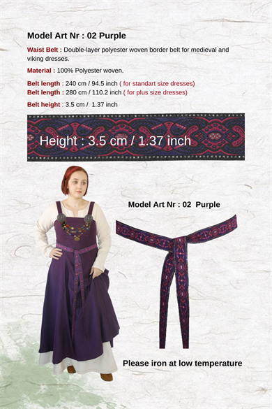 Trim Belt Nr-2 Purple : Double-layer polyester woven border belt for medieval and viking dresses.