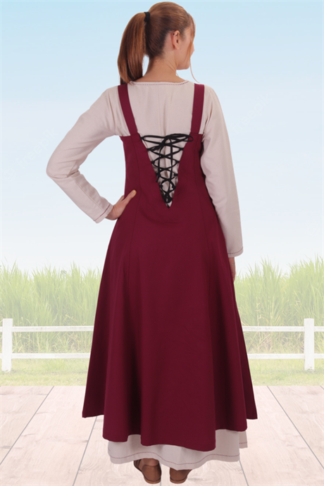 CANNA Cotton Burgundy - Medieval Viking Cotton Apron Dress