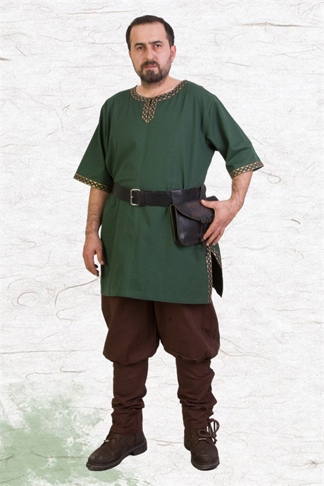 EDGAR Green Cotton Tunic : Medieval Viking Renaissance Reenactment  Mens Undertunic.