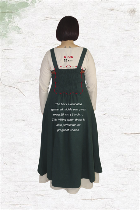 FIONA : Green - Medieval Viking Wool Apron Dress