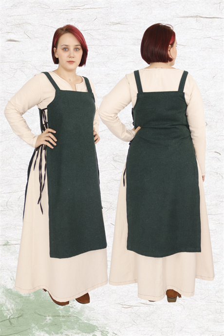 GYDA: Green- Medieval Viking Wool Apron Dress