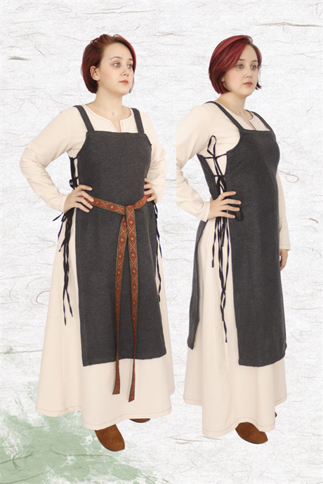 GYDA: Grey - Medieval Viking Wool Apron Dress