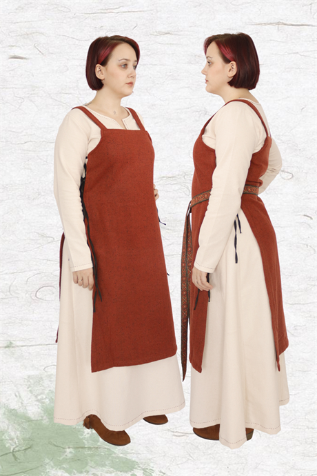 GYDA: Orange - Medieval Viking Wool Apron Dress