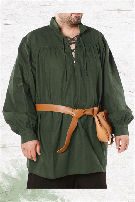HERMES Green Cotton Shirt : Medieval Viking Larp and Renaissance Shirt