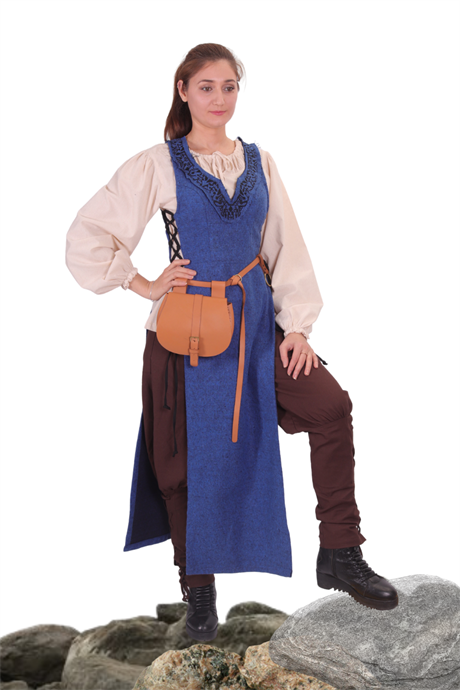 HILDA Parlement Blue Wool Emroderied Tabard-Embroidered Wool Tabard inspired from Medieval and Viking ages