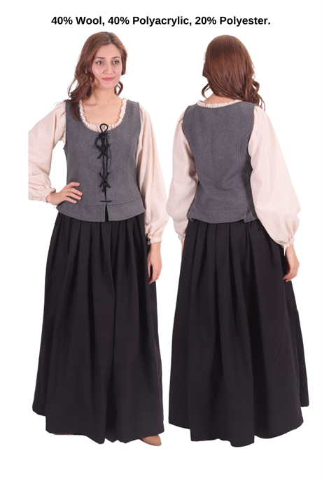 LEONA Grey Wool Bodice - Medieval Viking Middle ages Renaissance women  bodice whench 