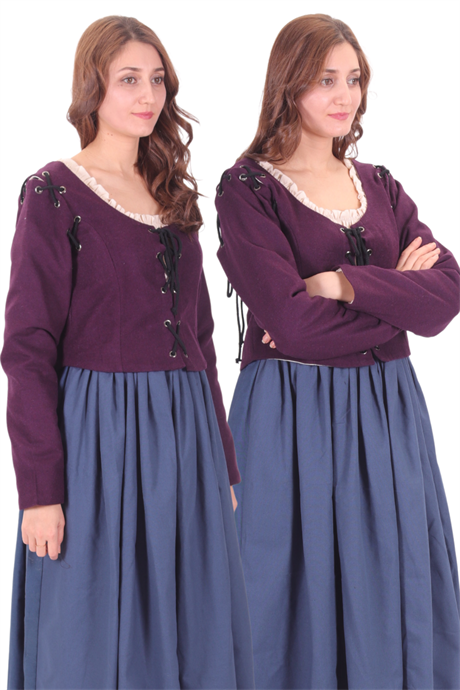 LORICA Purple Wool Bodice - Medieval Viking Middle ages Renaissance women  Removeable Sleeve bodice whench 
