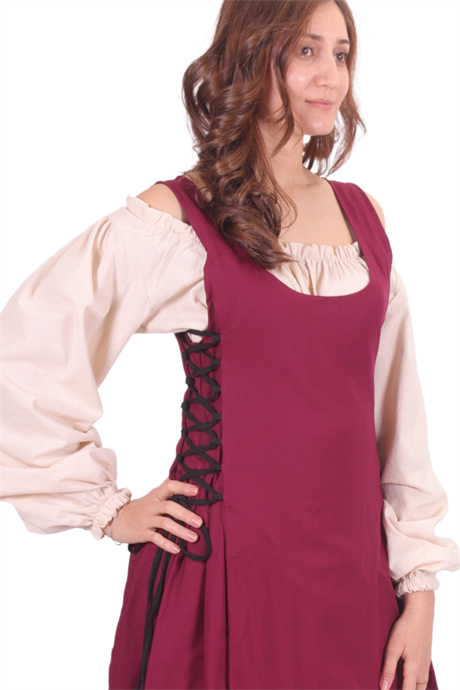 MIRANDA Cotton Burgundy - XV. century inspired, sleeveless Medieval Viking renaisans women's dress