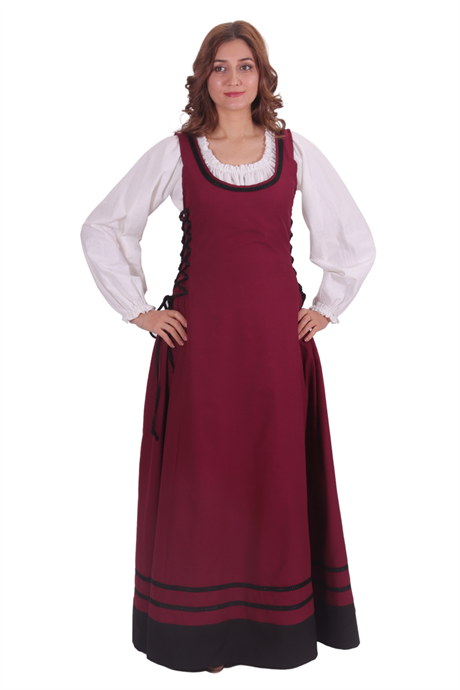 MISHA Cotton Burgundy - XV. century inspired, sleeveless Medieval Viking renaisans women's dress