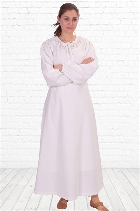 ROSELLA White Cotton Poplin Dress - Medieval and Renaissance Women Dress.  