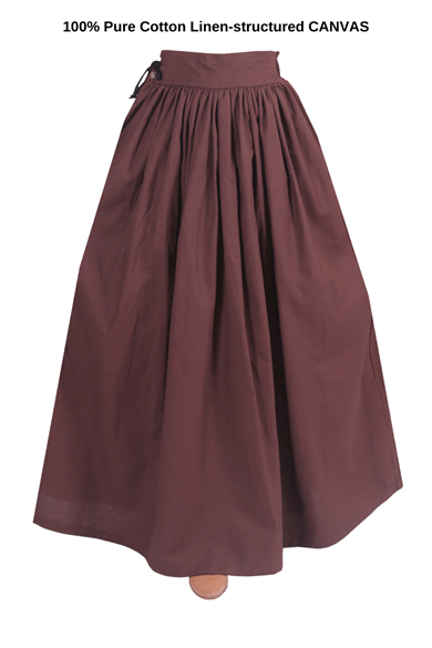 ANIKA Brown Cotton Canvas Skirt - Medieval Viking Renaissance Back waist gathered women skirt. Made by bycalvina.us