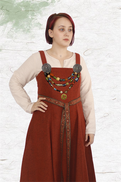 ANNA : Orange - Medieval Viking Wool Apron Dress