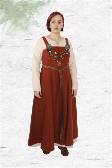 ANNA : Orange - Medieval Viking Wool Apron Dress