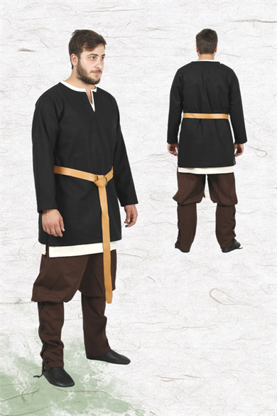 AWE Black Wool Tunic : Medieval Viking Larp and Renaissance Tunic.