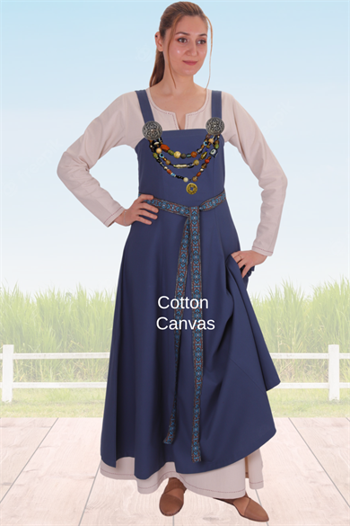 CANNA Cotton Blue- Medieval Viking Cotton Apron Dress