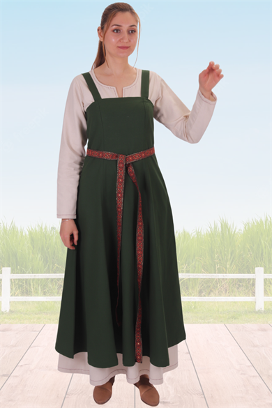 CANNA Cotton Green- Medieval Viking Cotton Apron Dress