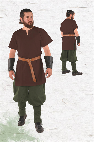 CORA Brown Cotton Undertunic : Medieval Viking Renaissance Reenactment  Mens Undertunic.