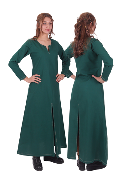 FAYE Forest Green Cotton : Medieval Viking Women Cotton Underdress