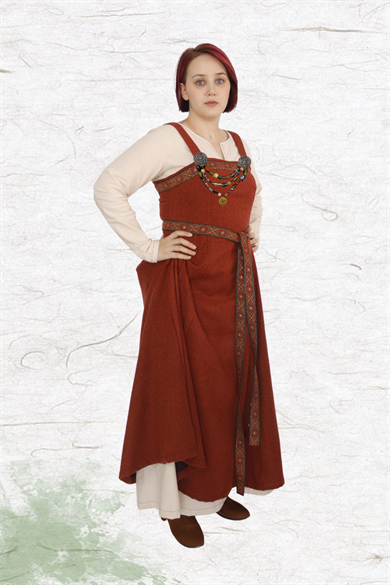 FIONA : Orange - Medieval Viking Wool Apron Dress