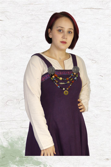FIONA : Purple - Medieval Viking Wool Apron Dress