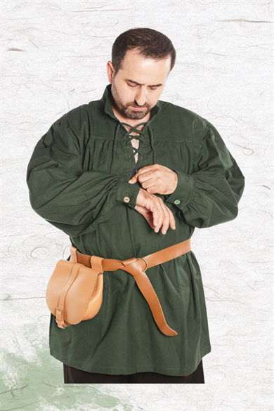 HERMES Green Cotton Shirt : Medieval Viking Larp and Renaissance Shirt